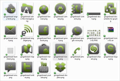 Gingerbread Style Android Icons