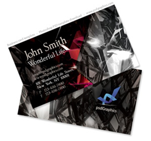 Black Crystals Business Card Design, Two Sided Template