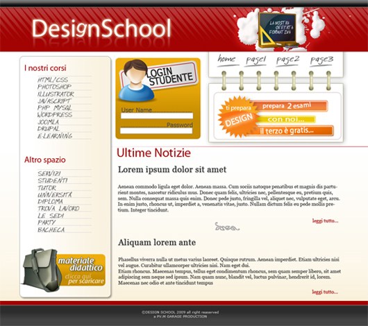 Design School Coded, Free CSS Template with PSD to HTML tutorial PSD to HTML and CSS Conversion Tutorials
