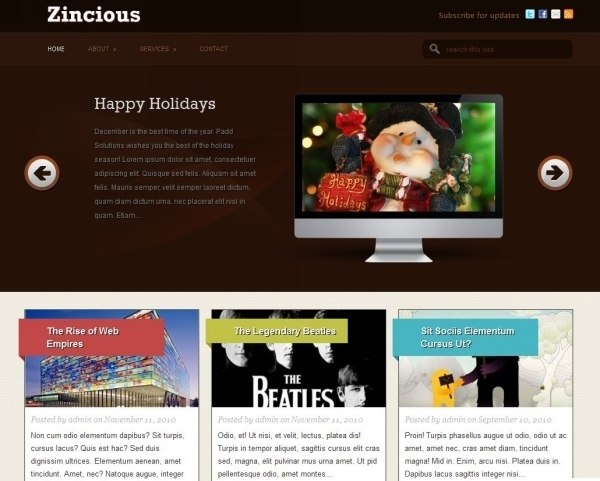 Zincious Awesome Free WordPress Themes for Business Websites