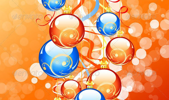 Christmas-Background-5 Attractive balls vector background