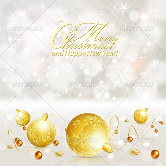 Christmas Background with Baubles and Streamer Christmas Background with Baubles and Streamer