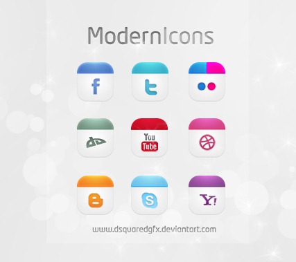Modern Icons Set Social Icons FREE PSD