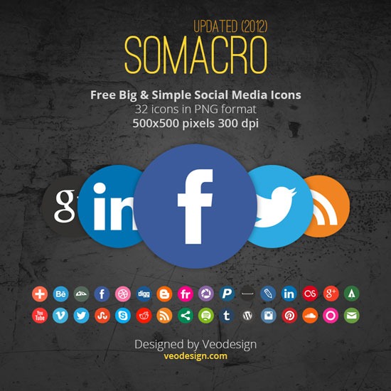 Somacro: 32 300DPI Social Media Icons