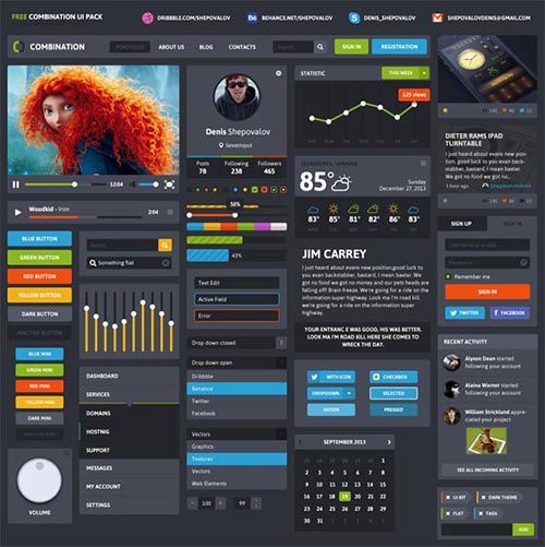 Free Flat UI Kit With Beautiful UI Elements