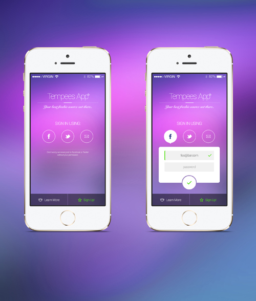 iOS Login by Social media Screen