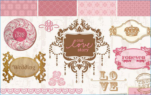 Vintage Decorative Wedding Ornaments and Frames